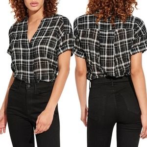 AYR Black and White Plaid Blouse